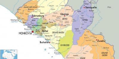 ครการเมืองบนแผนที่ของไลบีเรีย