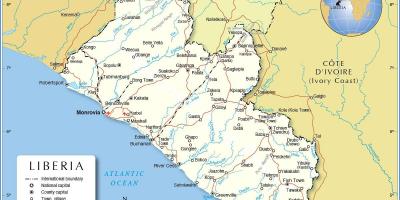 แผนที่ของไลบีเรียแอฟริกาตะวันตก